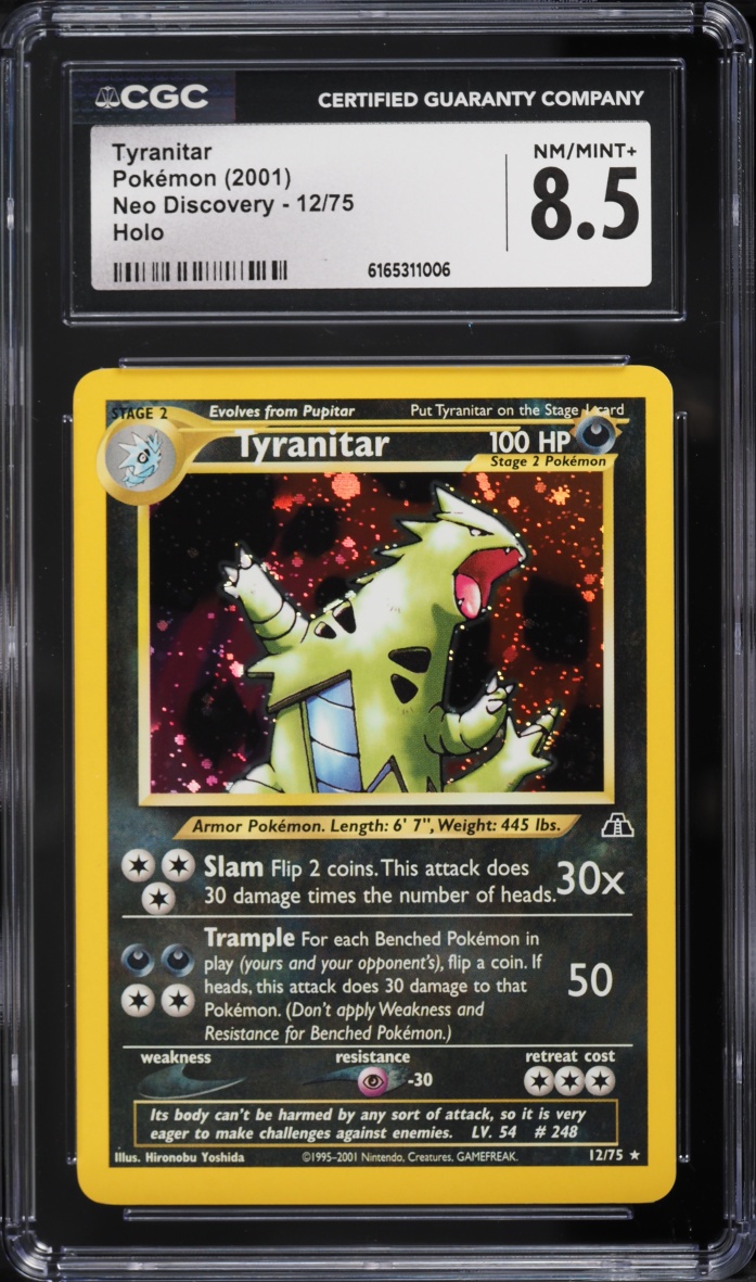 2001 Pokemon Neo Discovery Holo Tyranitar #12 CGC 8.5 NM-MT+
