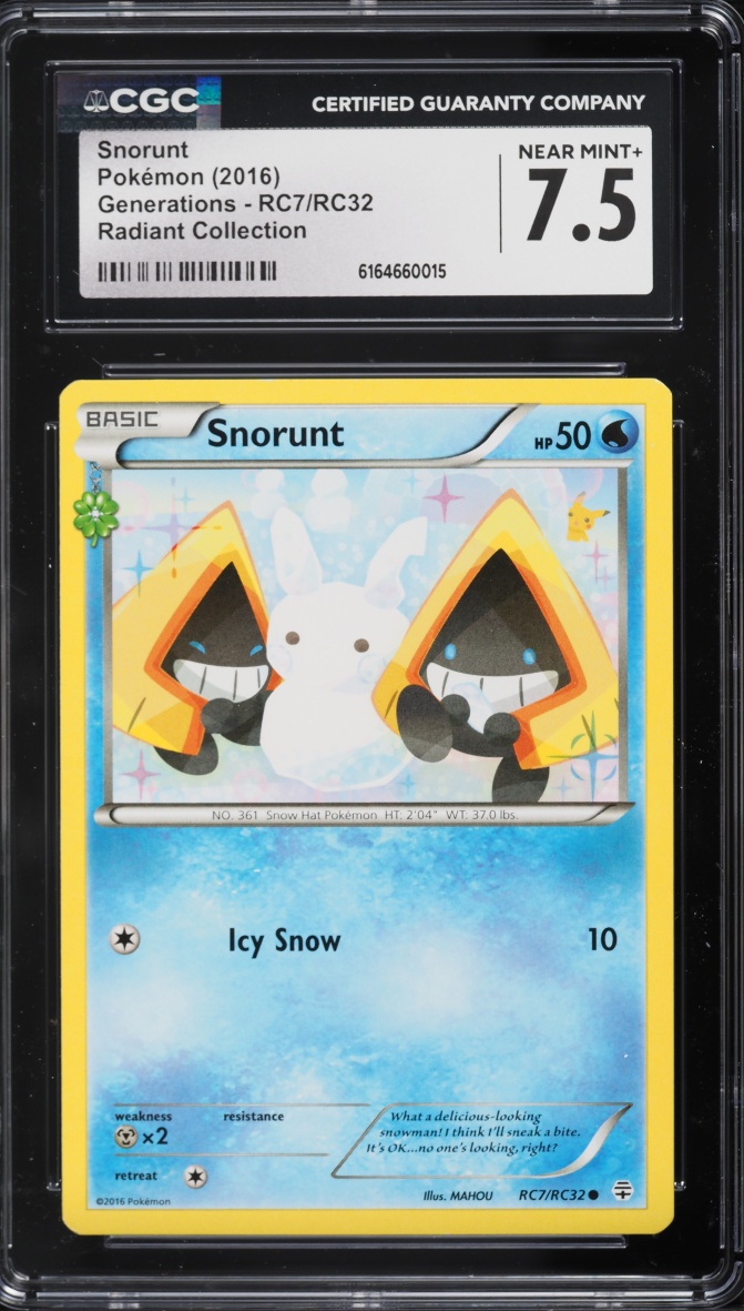 2016 Pokemon XY Generations Radiant Collection Snorunt #RC7 CGC 7.5 NRMT+
