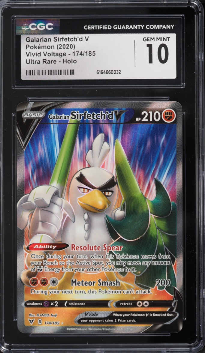 2020 Pokemon Sword & Shield Vivid Voltage Full Art Galarian Sirfetch'd V #174 CGC 10 GEM MINT