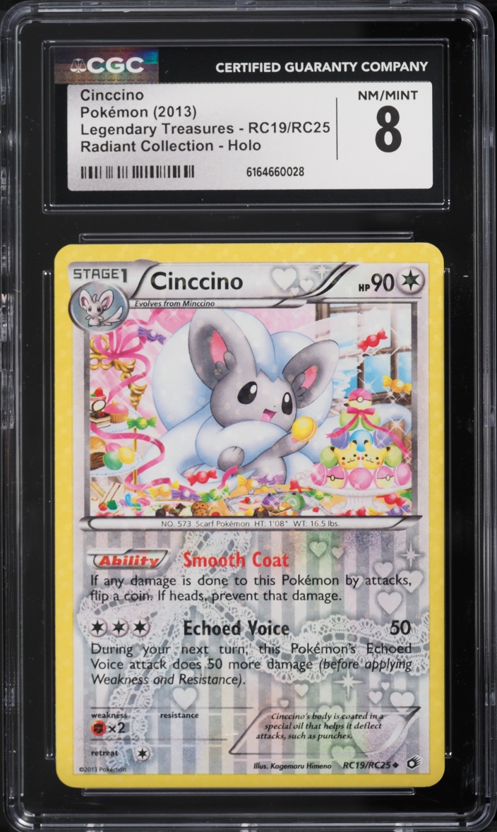 2013 Pokemon BW Legendary Treasures Radiant Collection Holo Cinccino #RC19 CGC 8 NM-MT