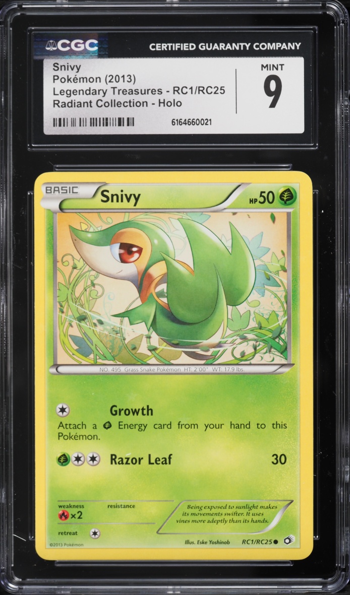 2013 Pokemon Black & White Legendary Treasures Radiant Collection Holo Snivy #RC1 CGC 9 MINT