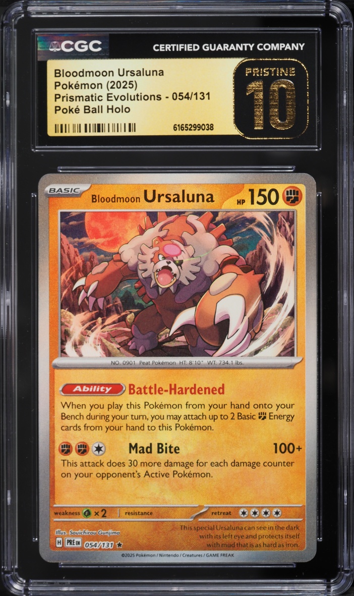 2025 Pokemon SV Prismatic Evolutions Poke Ball Holo Bloodmoon Ursaluna #54 CGC 10 PRISTINE