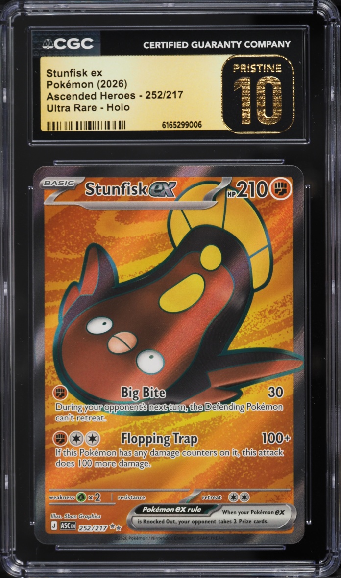 2026 Pokemon Mega Evolution Ascended Heroes Full Art Stunfisk EX #252 CGC 10 PRISTINE