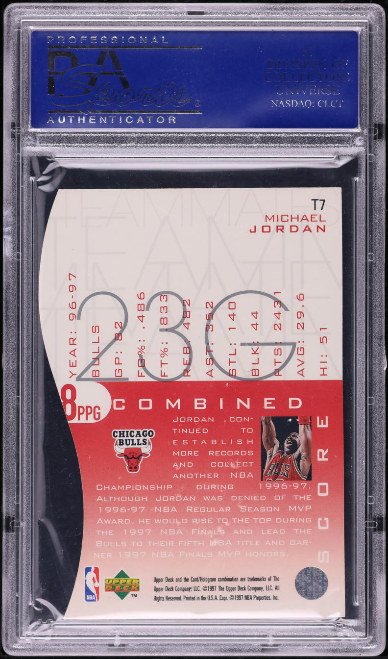 1997 Upper Deck Teammates Die-Cut Michael Jordan #T7 PSA 10 GEM MINT