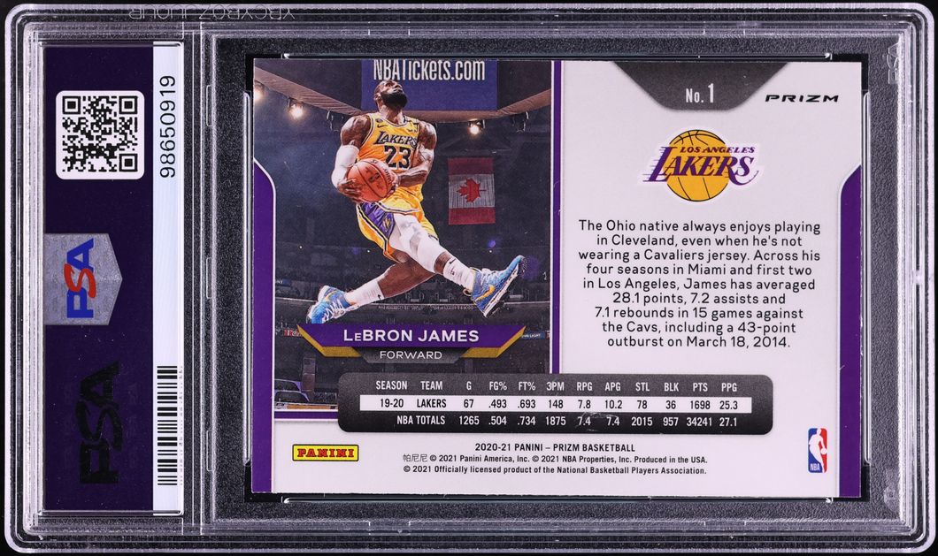 2020 Panini Prizm Silver LeBron James #1 PSA 9 MINT