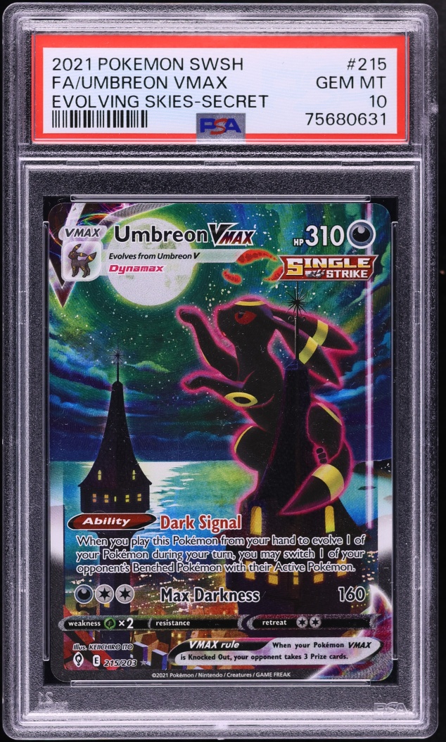 2021 Pokemon Sword & Shield Evolving Skies Alt Art Umbreon VMAX #215 PSA 10 GEM MINT