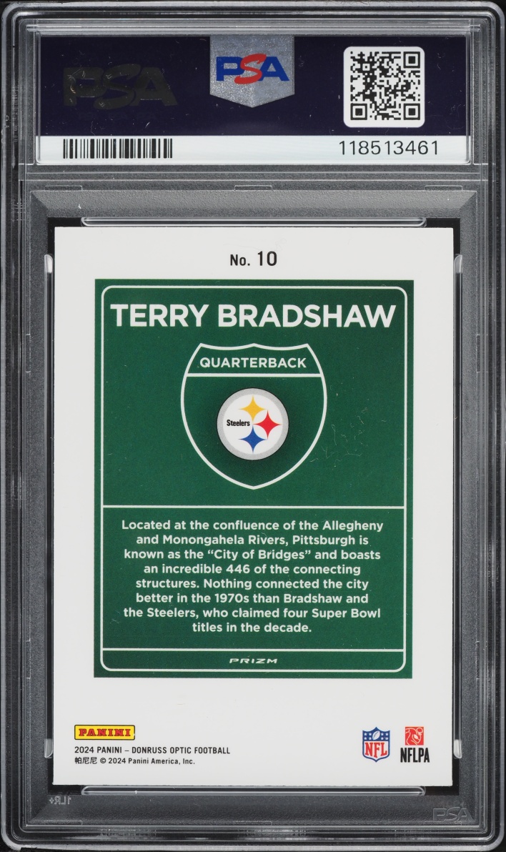 2024 Donruss Optic Downtown Terry Bradshaw #10 PSA 8 NM-MT