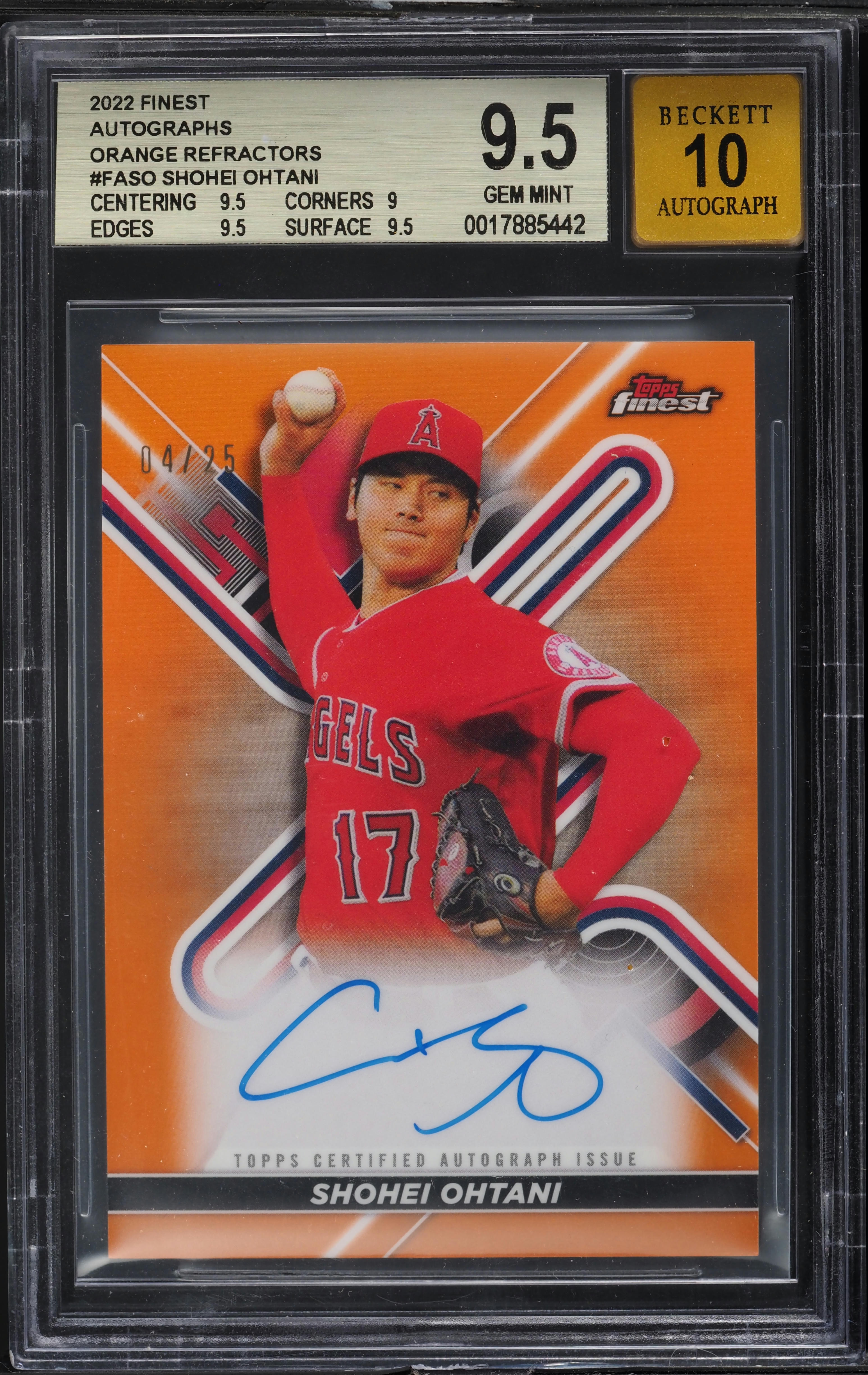 2022 Finest Orange Refractors Shohei Ohtani AUTO /25 #FASO