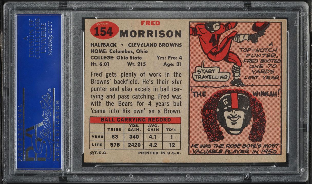 1957 Topps Football Fred Morrison #154 PSA 6 EXMT
