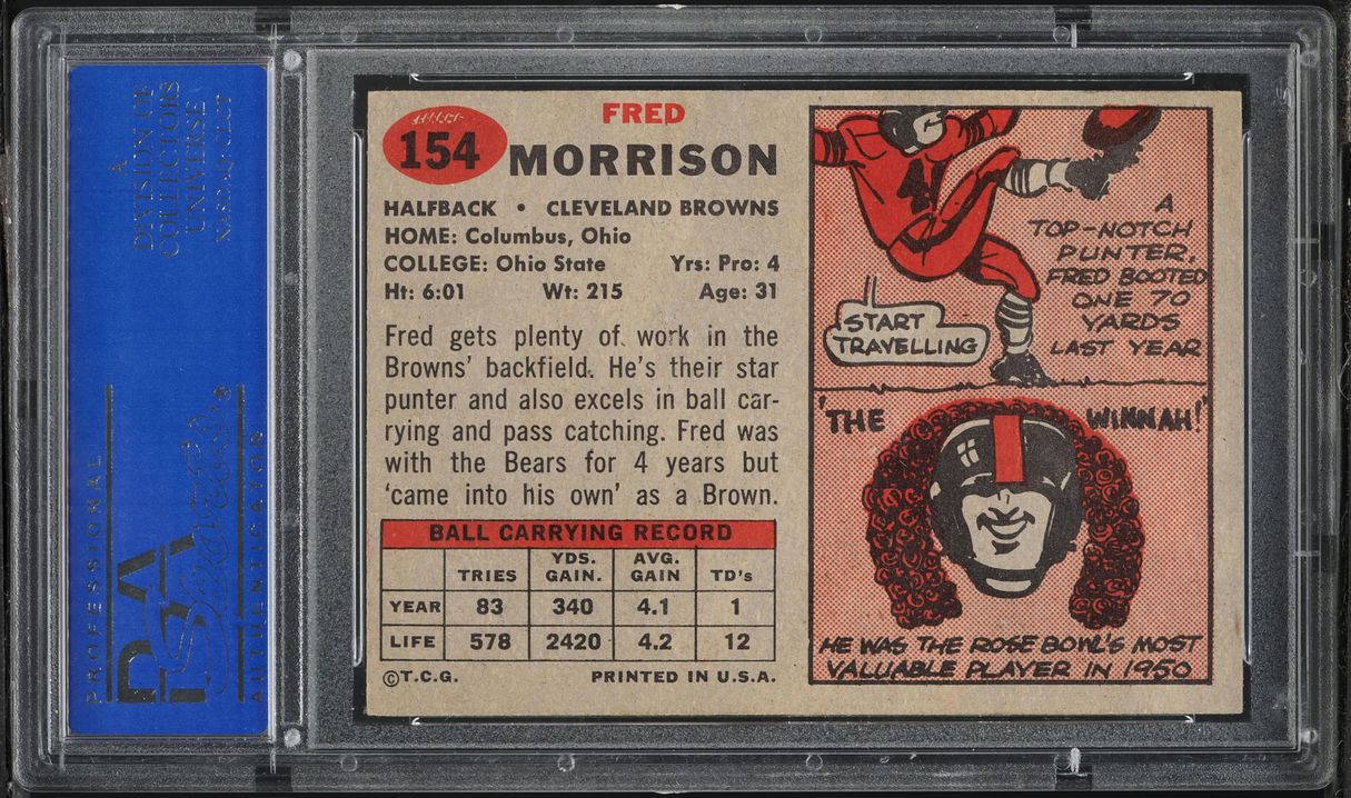 1957 Topps Football Fred Morrison #154 PSA 6 EXMT