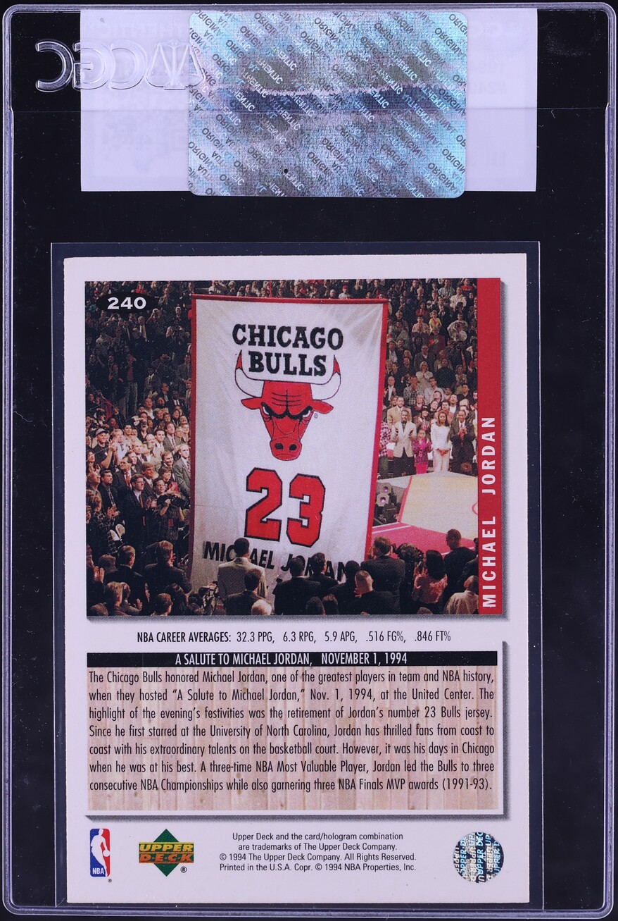 1994 Collector's Choice Basketball Michael Jordan #240 CGC AUTH