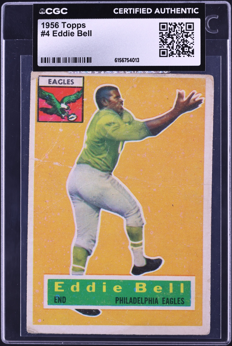 1956 Topps Football Eddie Bell #4 CGC AUTH