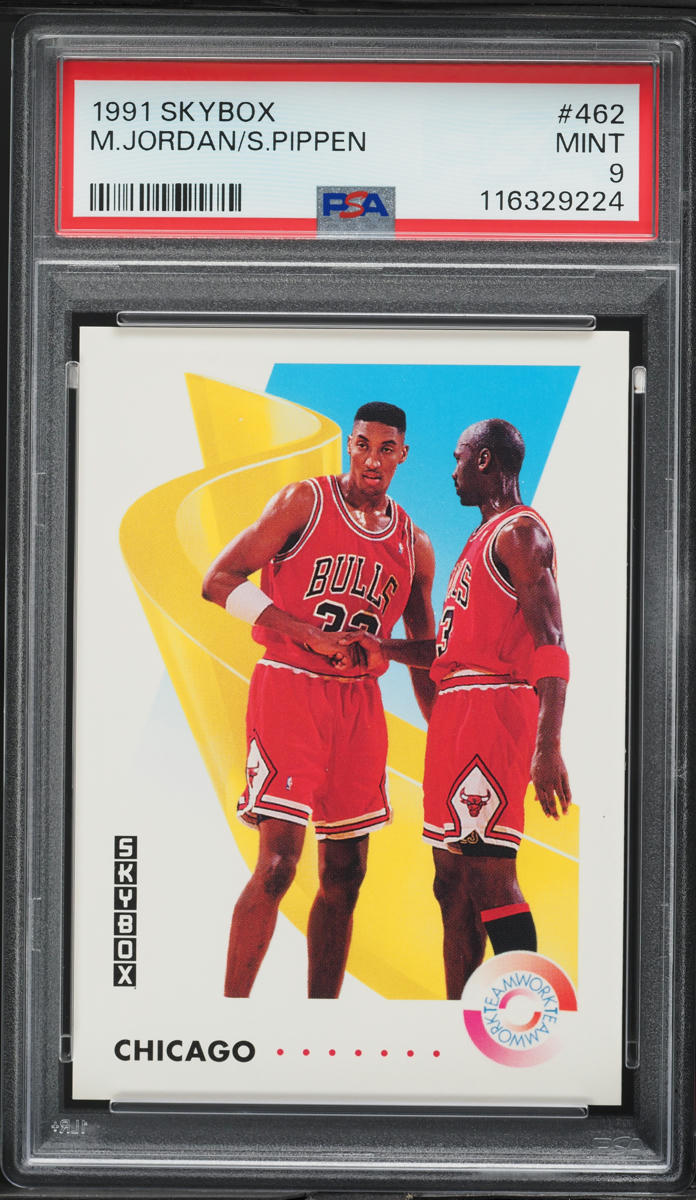 1991 Skybox Basketball Michael Jordan & Scottie Pippen #462 PSA 9 MINT