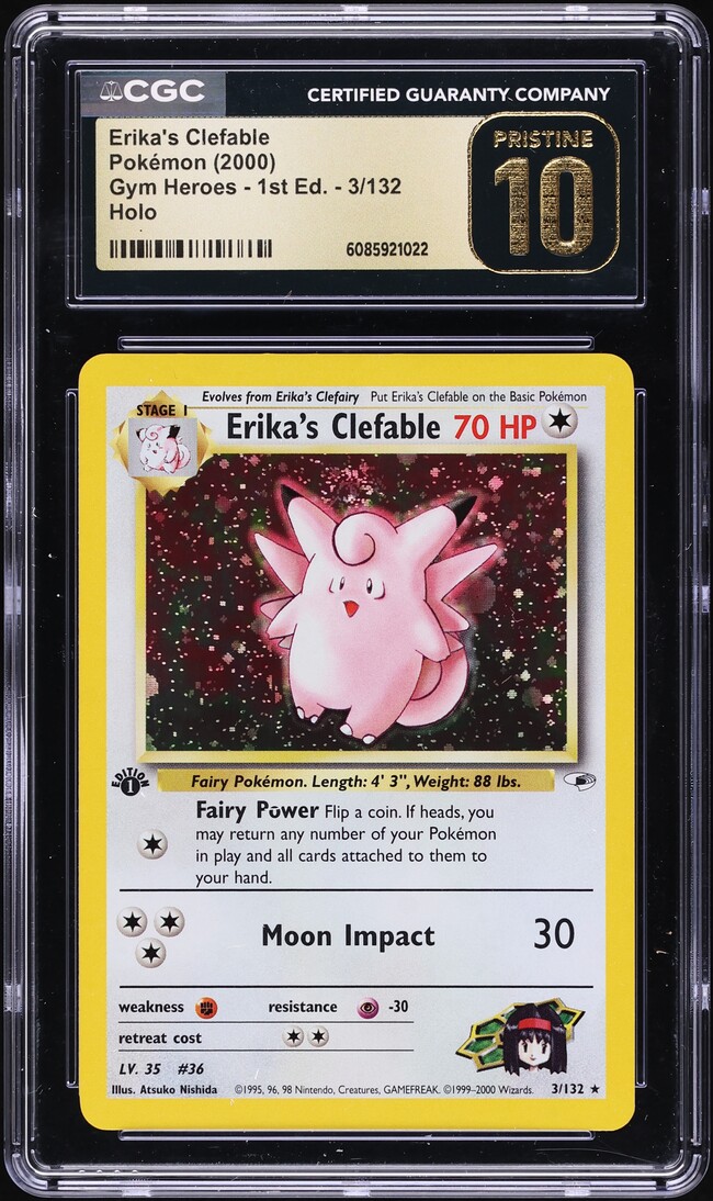 2000 Pokemon Gym Heroes 1st Edition Holo Erika's Clefable #3 CGC 10 PRISTINE