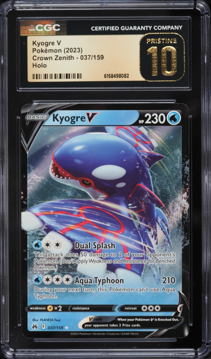 2023 Pokemon Sword & Shield Crown Zenith Alt Art Kyogre V #37 CGC 10 PRISTINE