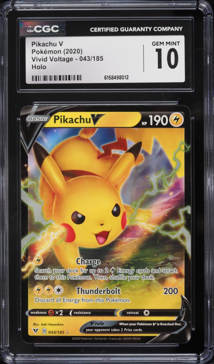 2020 Pokemon Sword & Shield Vivid Voltage Alt Art Pikachu V #43 CGC 10 GEM MINT