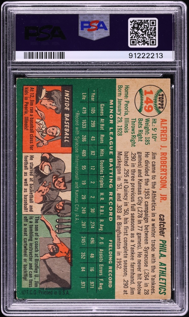 1954 Topps Jim Robertson ROOKIE #149 PSA 7 NRMT