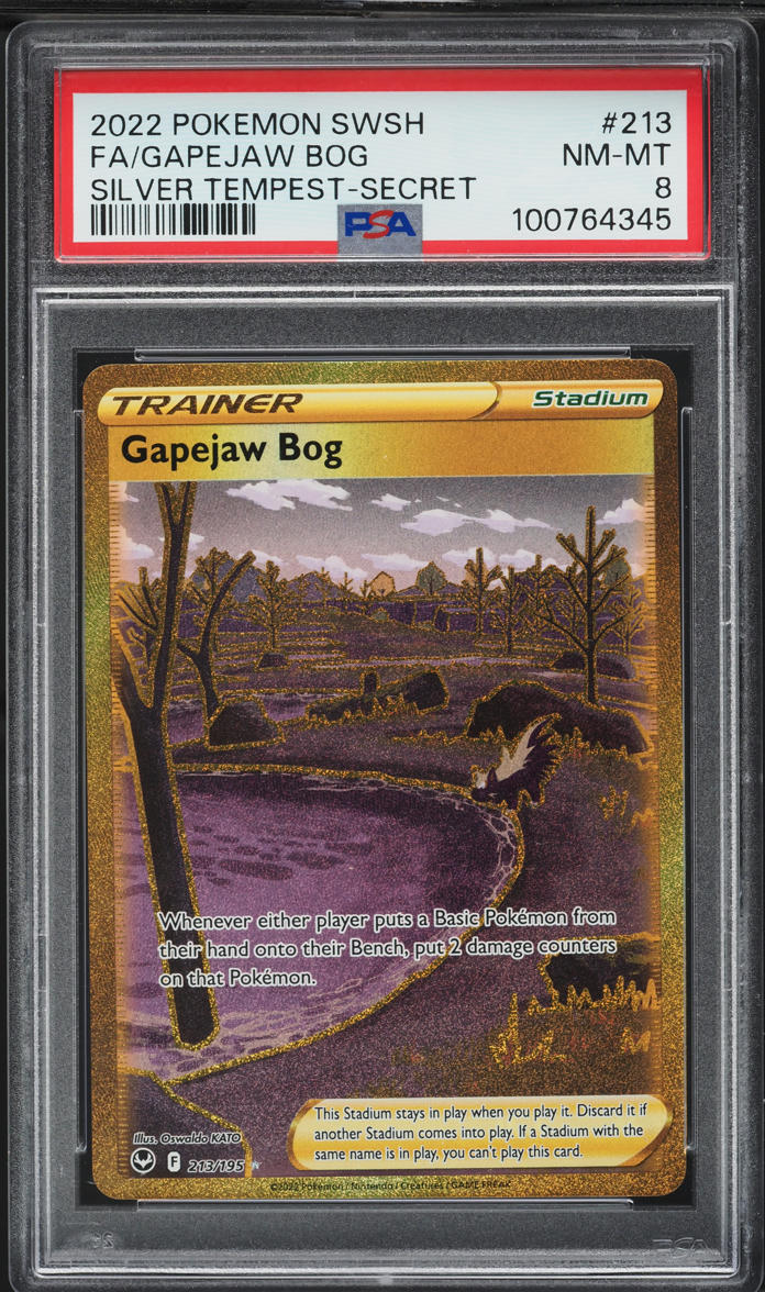 2022 Pokemon Sword & Shield Silver Tempest Gold Rare Gapejaw Bog #213 PSA 8