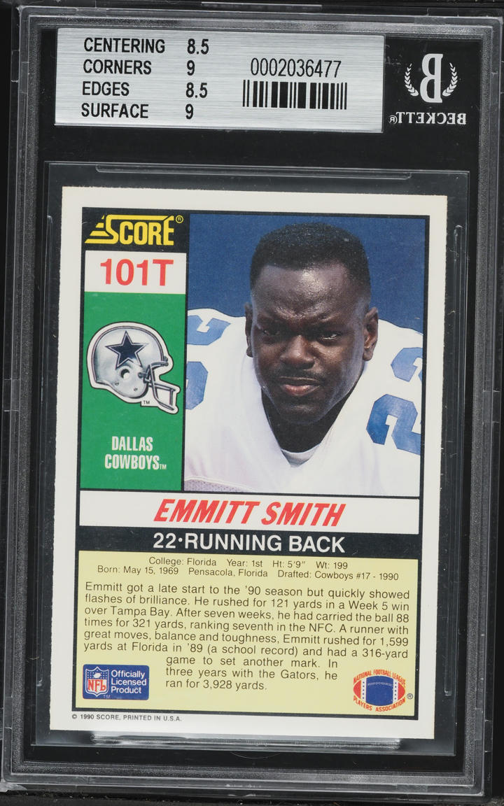 1990 Score Supplemental Emmitt Smith ROOKIE #101T BGS 8.5 NM-MT+