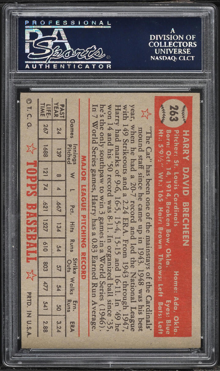1952 Topps Harry Brecheen #263 PSA 5 EX