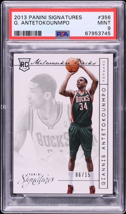 2013 Panini Signatures Giannis Antetokounmpo ROOKIE /15 #356 PSA 9 MINT