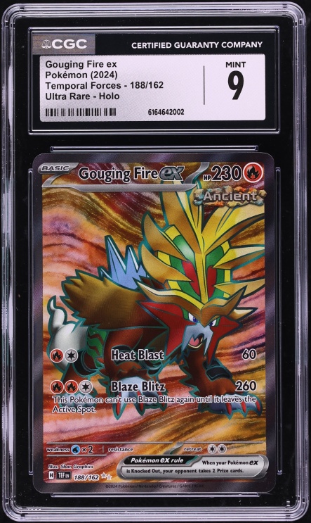 2024 Pokemon Scarlet & Violet Temporal Forces Full Art Gouging Fire Ex #188 CGC 9 MINT