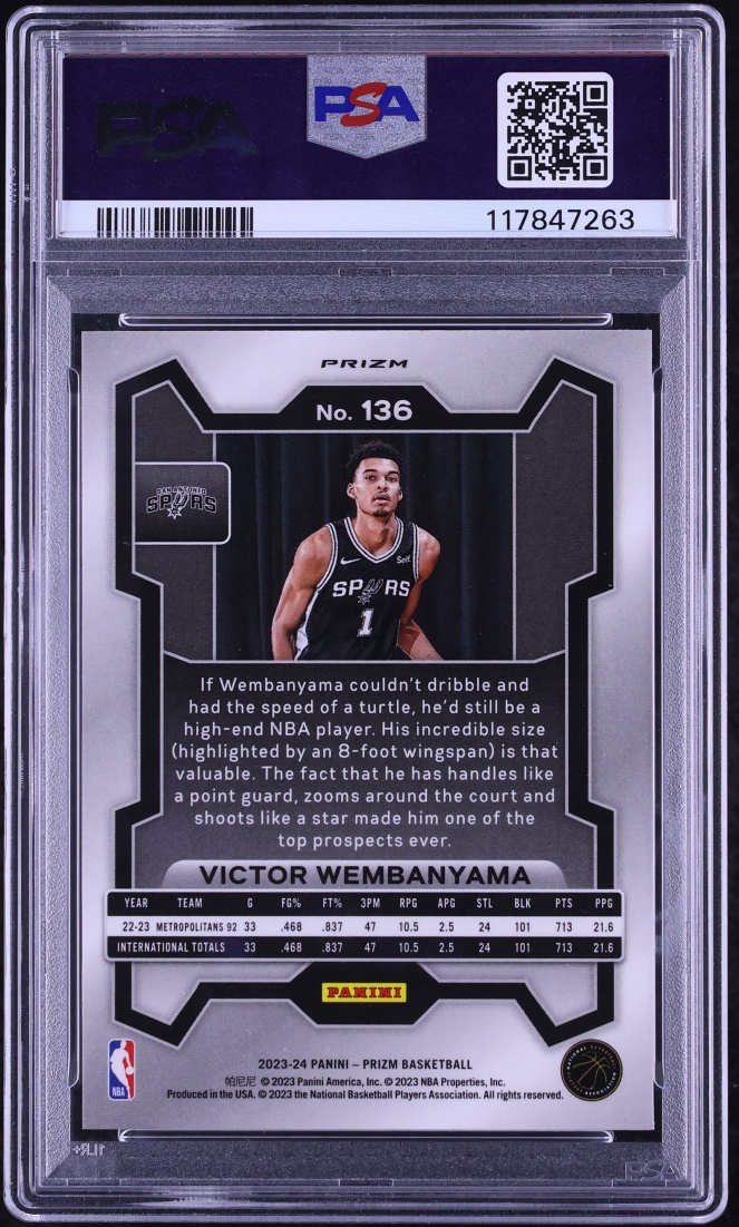 2023 Panini Prizm Green Victor Wembanyama ROOKIE #136 PSA 9 MINT