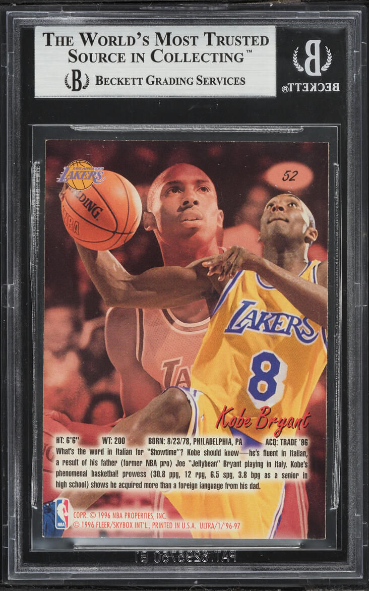 1996 Ultra Basketball Kobe Bryant ROOKIE #52 BGS 9 MINT