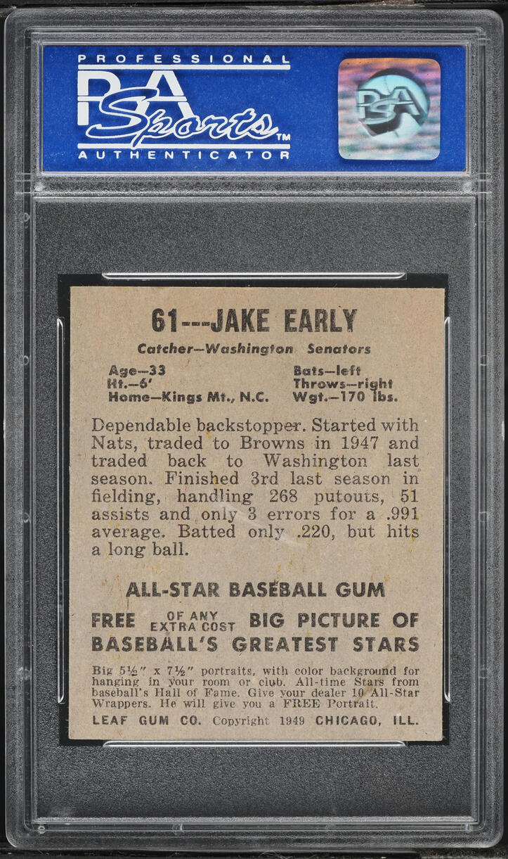 1948 Leaf Jake Early #61 PSA 5 EX