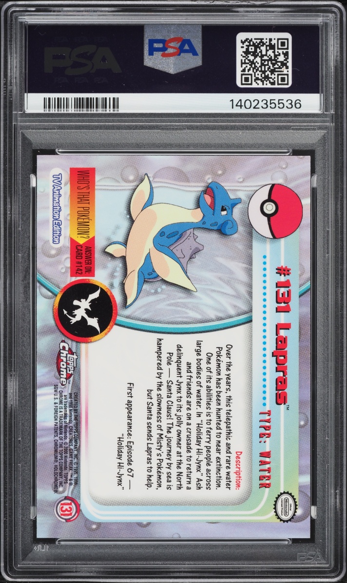 2000 Topps Chrome Pokemon TV Series 2 Lapras #131 PSA 10 GEM MINT