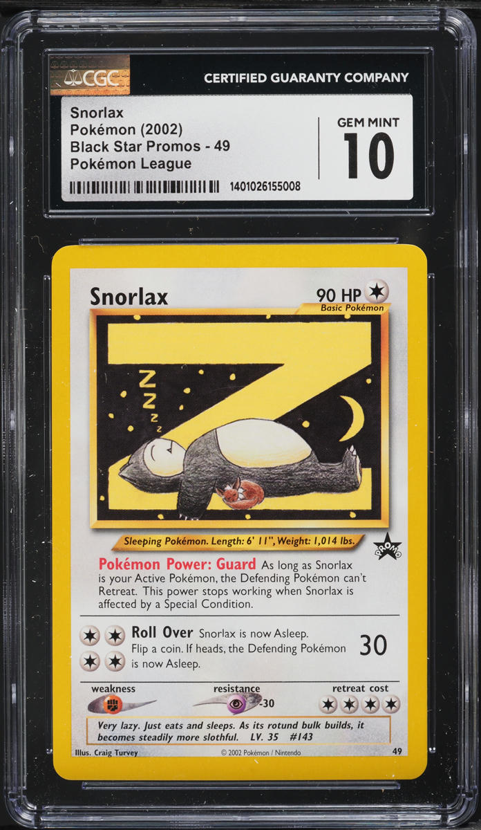 2002 Pokemon League Black Star Promo Snorlax #49 CGC 10 GEM MINT