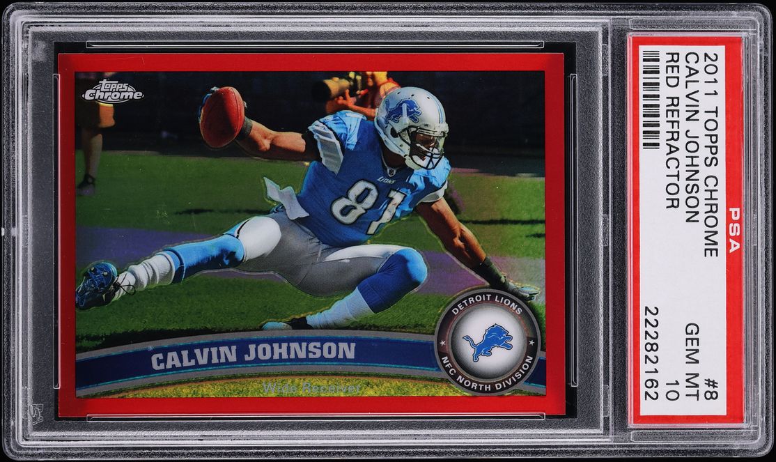 2011 Topps Chrome Red Refractor Calvin Johnson /25 #8 PSA 10 GEM MINT