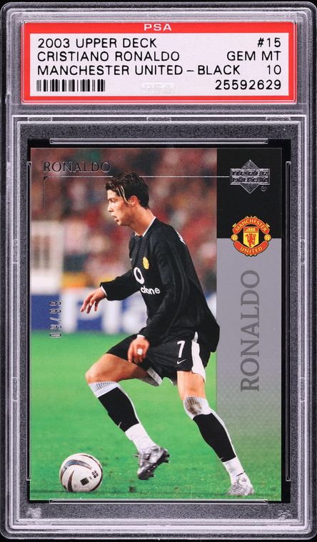 2003 Upper Deck Manchester United Black Cristiano Ronaldo ROOKIE /99 #15 PSA 10 GEM MINT