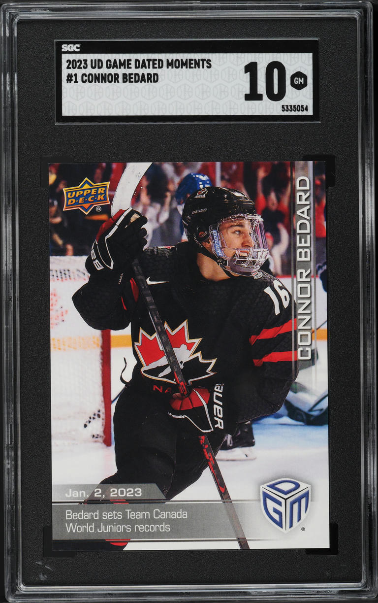 2023 Upper Deck Game Dated Moments Connor Bedard ROOKIE #1 SGC 10 GEM MINT