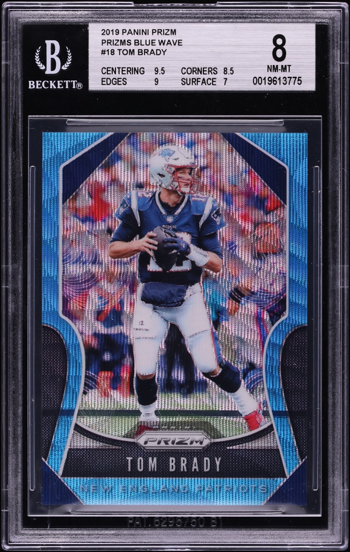 2019 Panini Prizm Blue Wave Tom Brady /199 #18 BGS 8 NM-MT