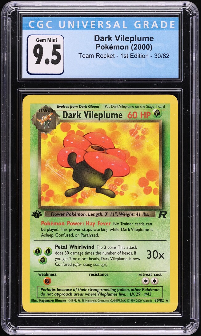 2000 Pokemon Team Rocket 1st Edition Dark Vileplume #30 CGC 9.5 GEM MINT