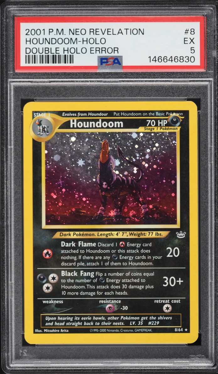 2001 Pokemon Neo Revelation Double Holo Houndoom #8 PSA 5 EX