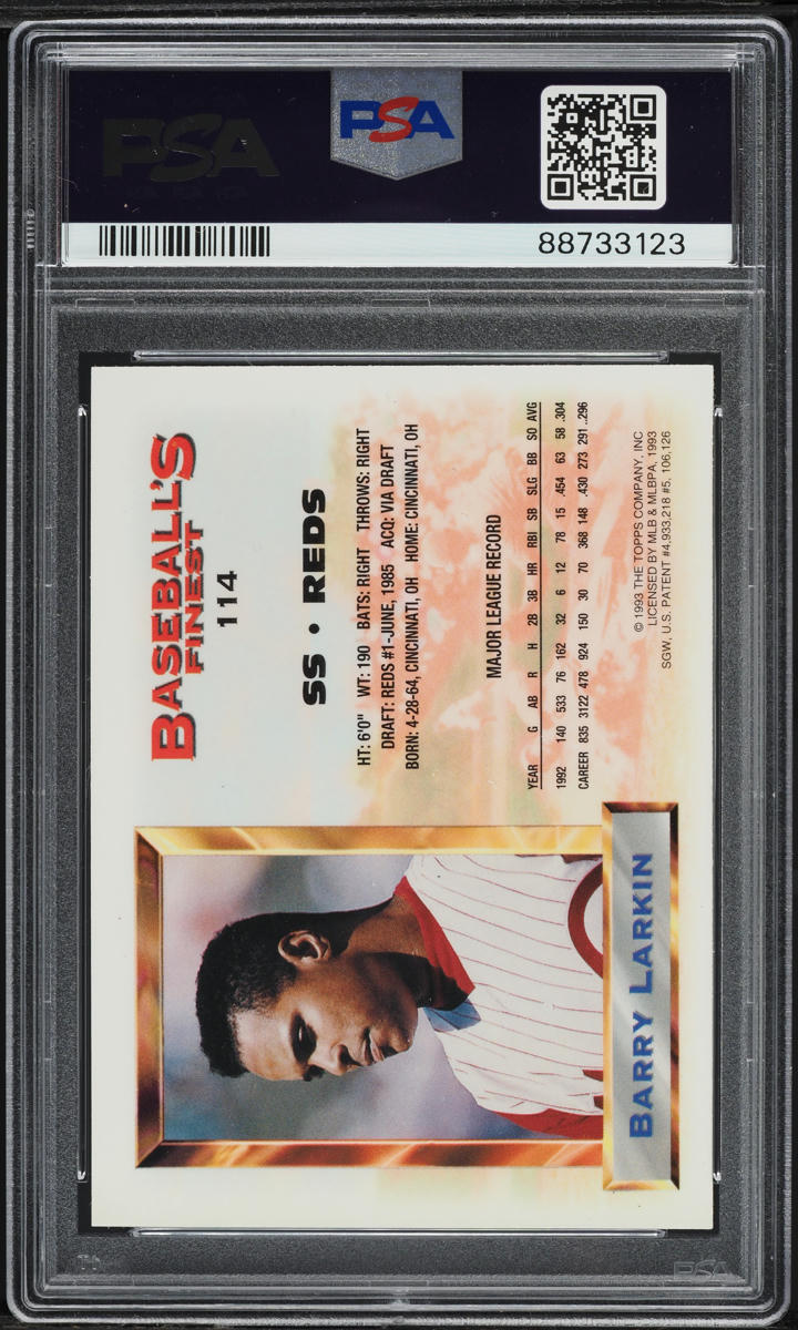 1993 Finest Refractor Barry Larkin #114 PSA 7 NRMT