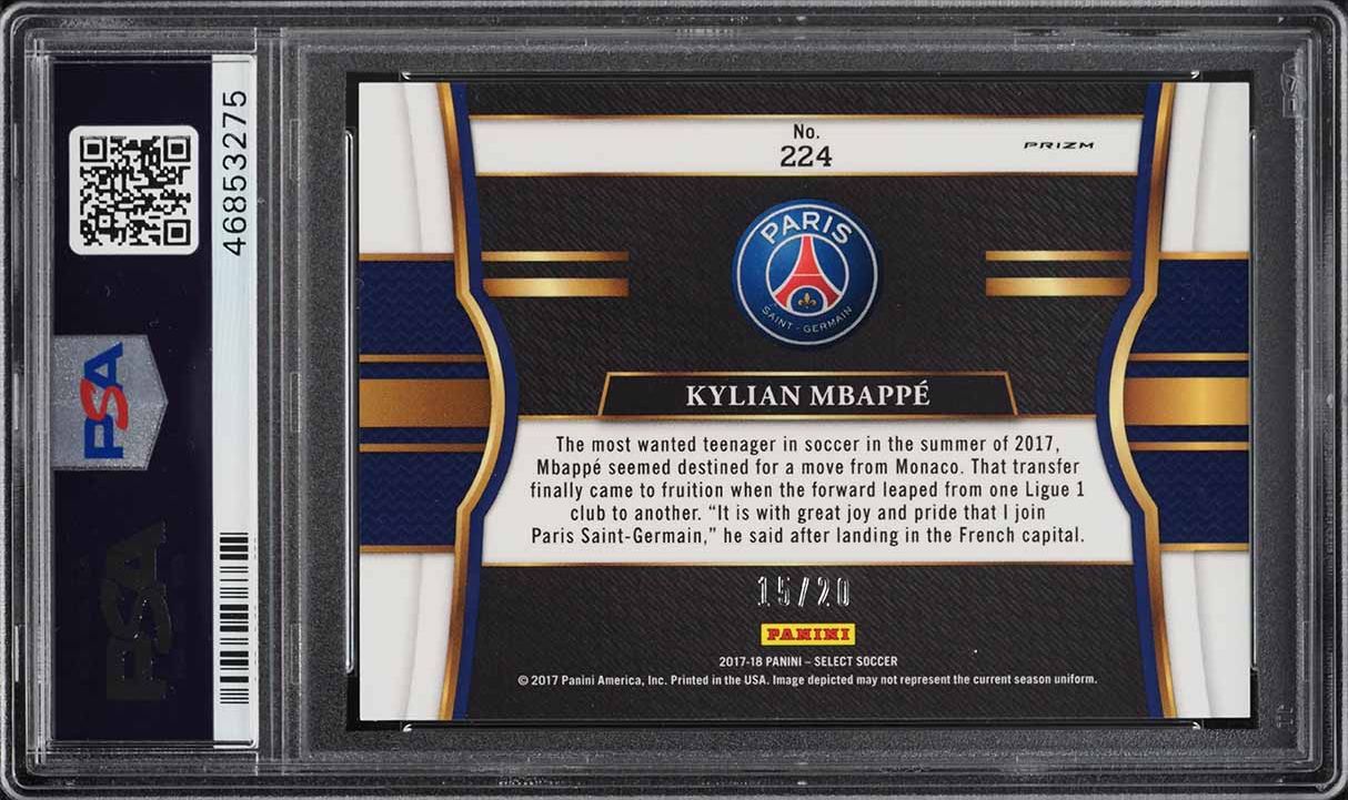 2017 Select Field Level Camo Prizm Kylian Mbappe ROOKIE /20 #224 PSA 9 MINT
