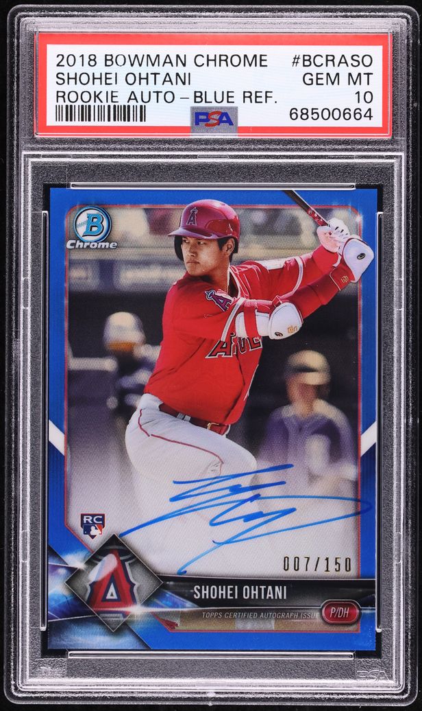 2018 Bowman Chrome Blue Refractor Shohei Ohtani ROOKIE AUTO /150 #BCRA-SO PSA 10 GEM MINT