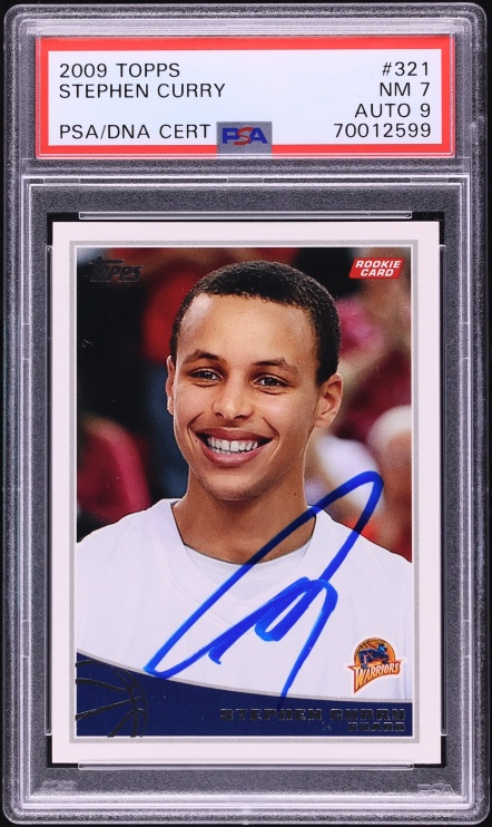 2009 Topps Basketball Stephen Curry ROOKIE AUTO DNA 9 #321 PSA 7 NRMT