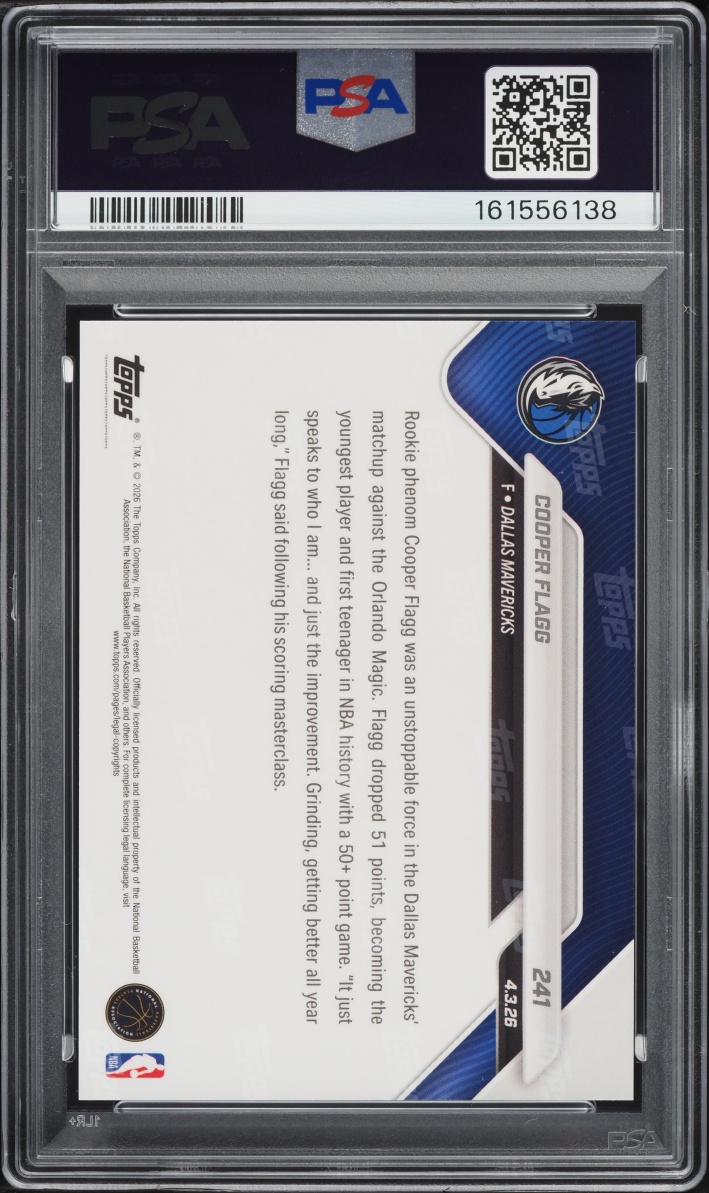 2025 Topps Now Cooper Flagg ROOKIE #241 PSA 10 GEM MINT
