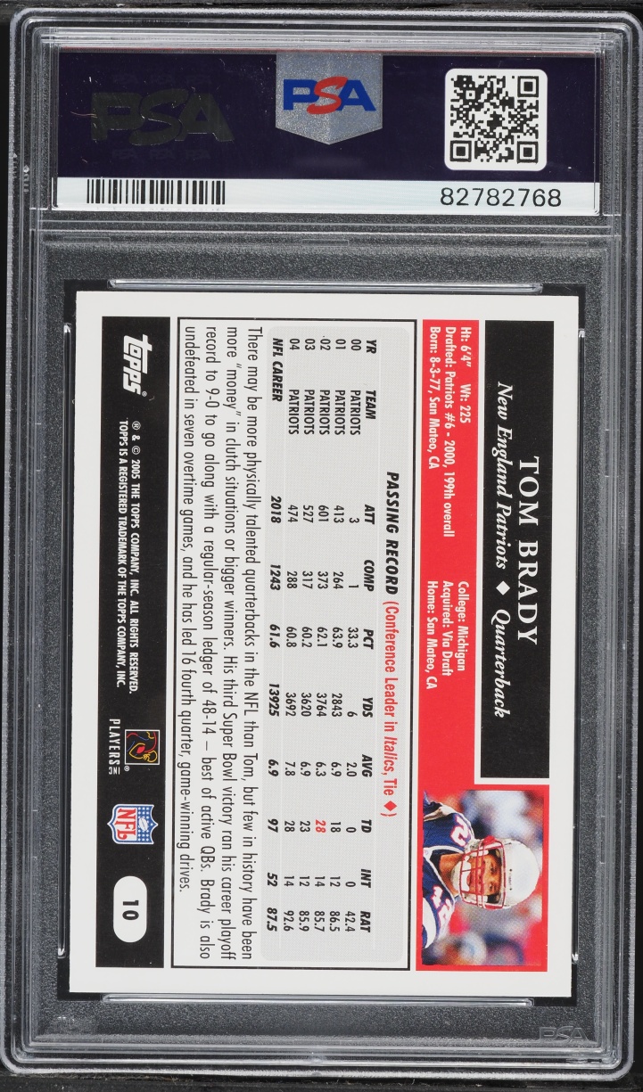 2005 Topps Black Tom Brady #10 PSA 9 MINT