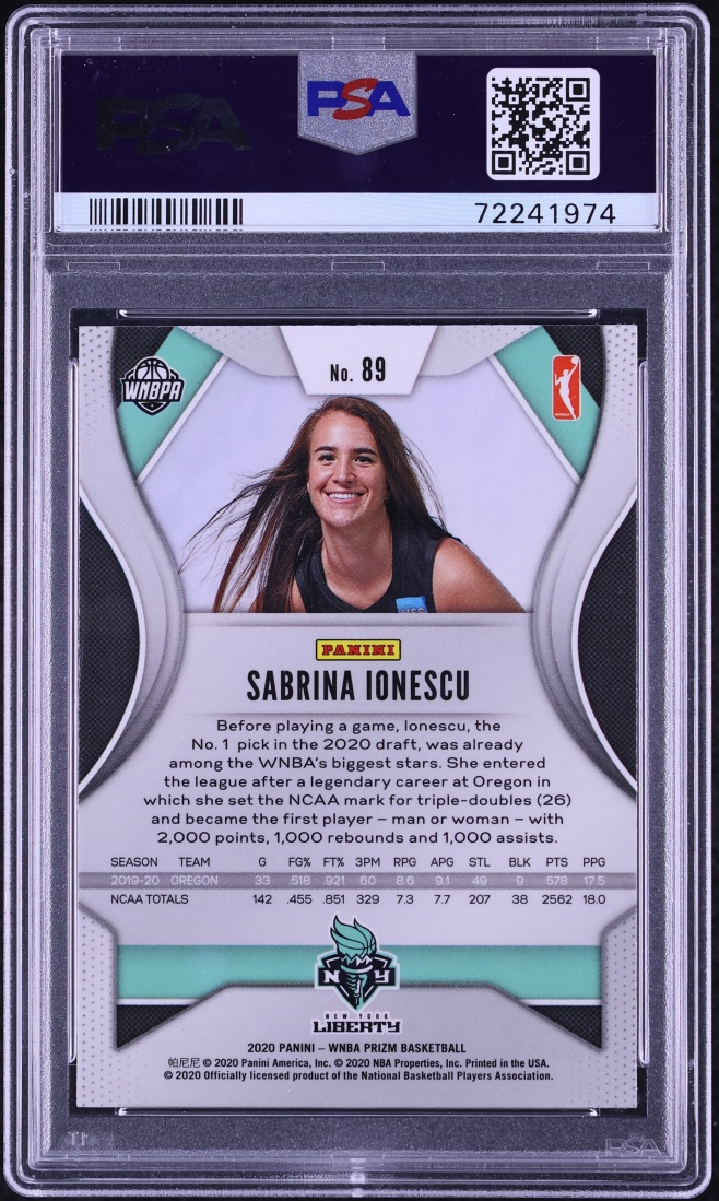 2020 Panini Prizm WNBA Sabrina Ionescu ROOKIE #89 PSA 10 GEM MINT