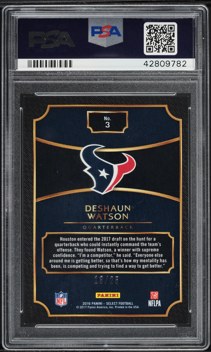 2016 Select '17 NFL Draft XRC Tye-Die Prizm Deshaun Watson ROOKIE /25 #3 PSA 10