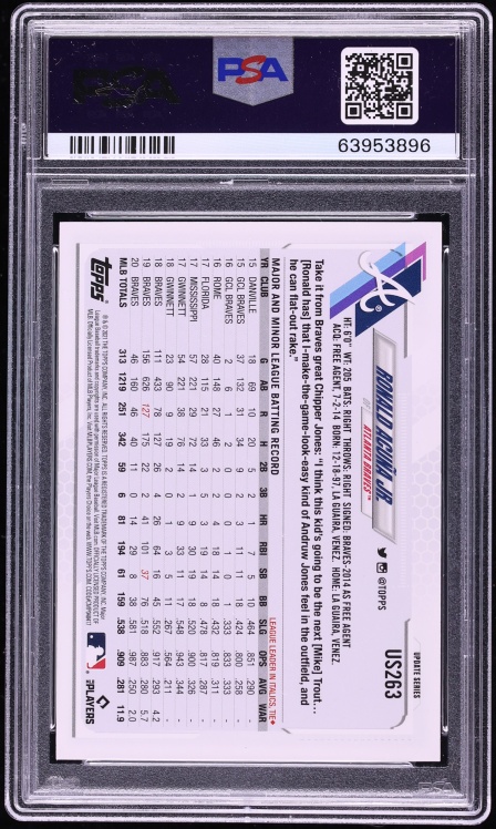 2021 Topps Update Ronald Acuna Jr. SSP #US263 PSA 10 GEM MINT