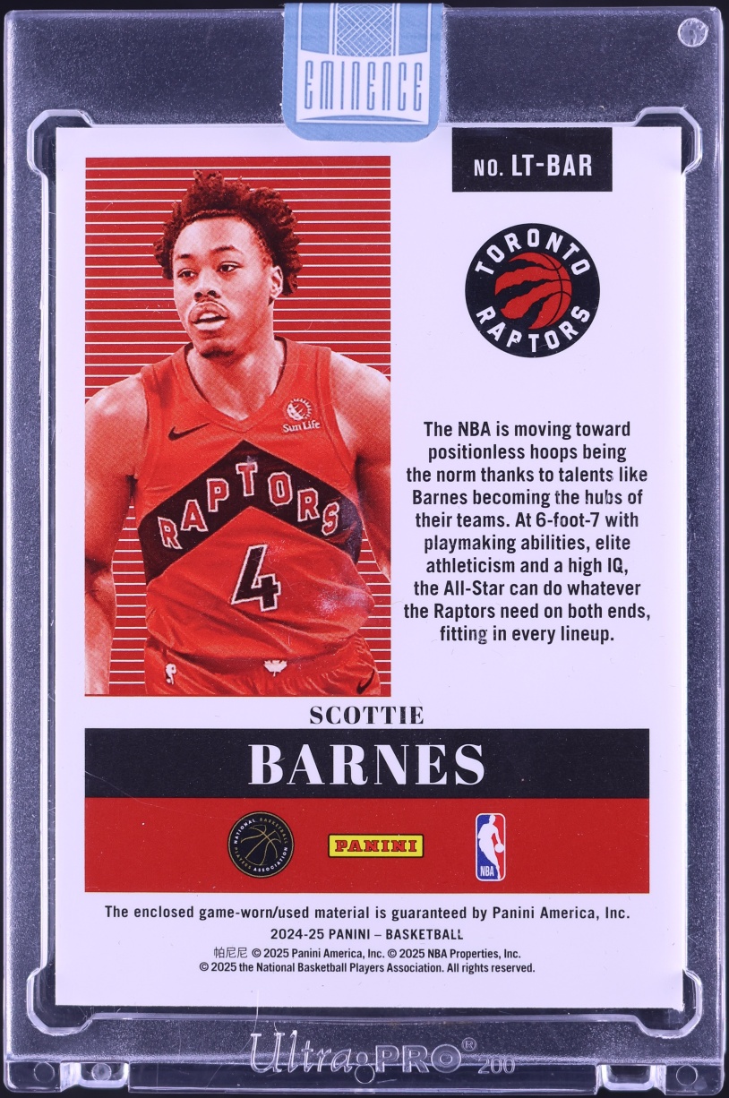 2024 Panini Eminence Laundry Tag Scottie Barnes PATCH 1/1 #LT-BAR