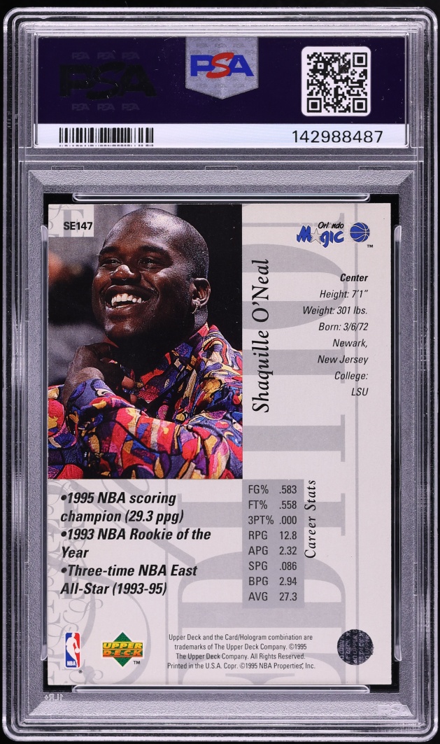 1995 Upper Deck Special Edition Shaquille O'Neal #SE147 PSA 7 NRMT