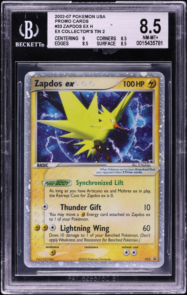 2002 Pokemon USA Promo Cards Zapdos Ex #33 BGS 8.5 NM-MT+