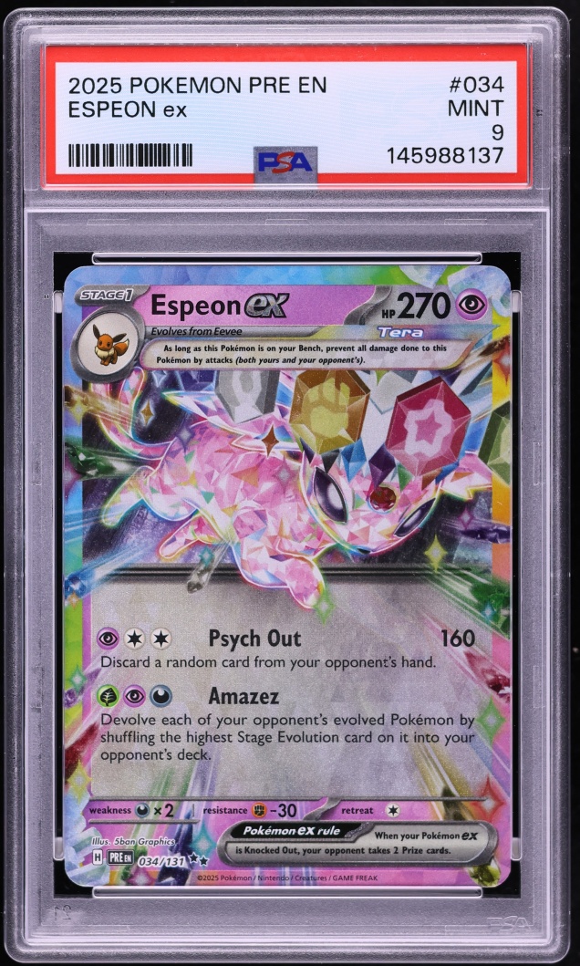 2025 Pokemon Scarlet & Violet Prismatic Evolutions Holo Espeon ex #34 PSA 9 MINT